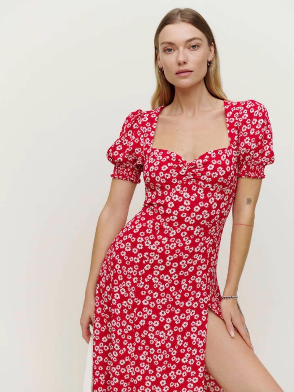 Reformation Lacey Floral Midi Dress Jenna Red Size 12
